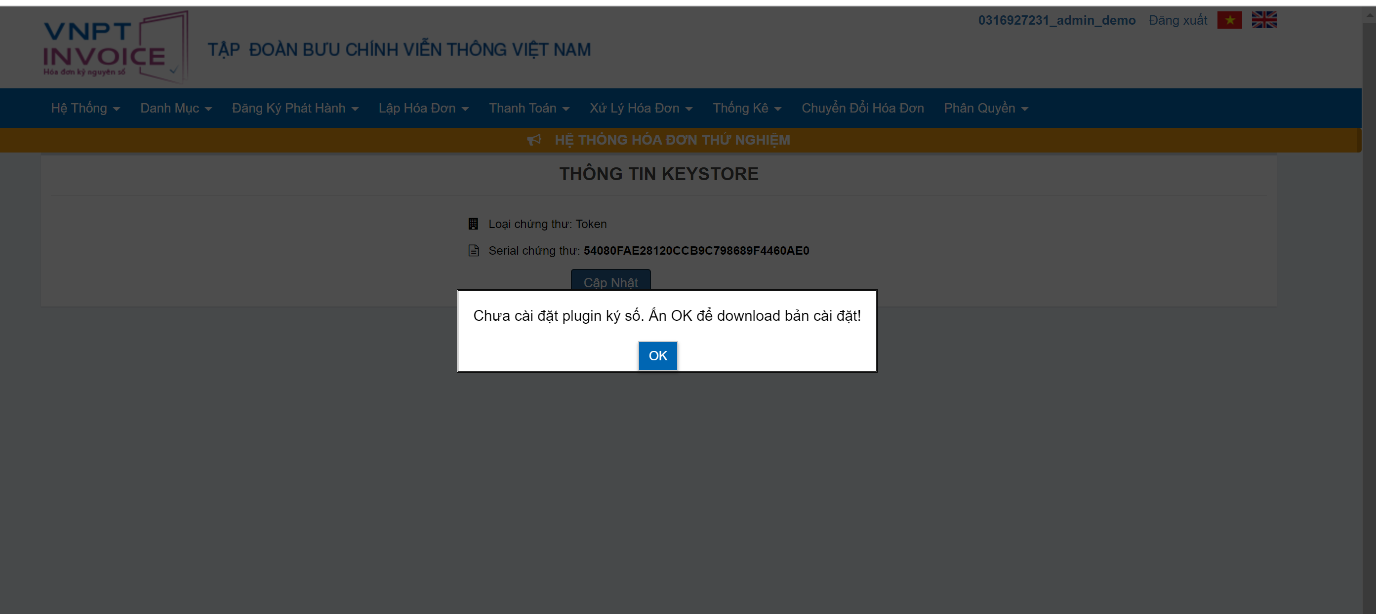Ch?a cài ??t plugin ký s?. ?n OK ?? download b?n cài ??t!