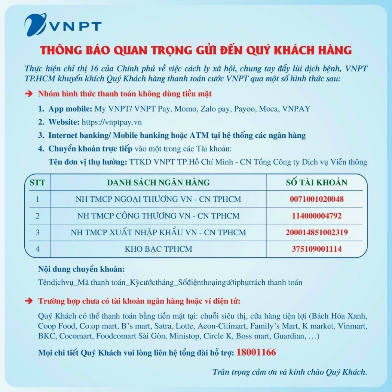 chung tay đẩy lùi dịch bệnh, VNPT TP.HCM khuyến khích Quý Khách hàng thanh toán không dùng tiền mặt chung tay đẩy lùi dịch bệnh, VNPT TP.HCM khuyến khích Quý Khách hàng thanh toán không dùng tiền mặt