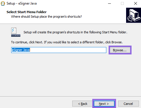Bấm “Next” để tiếp tục quá trình Setup file eSigner Java Bấm “Next” để tiếp tục quá trình Setup file eSigner Java