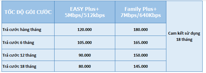 bảng Giá cước MegaVNN áp dụng khu vực Thành Phố Hồ Chí Minh