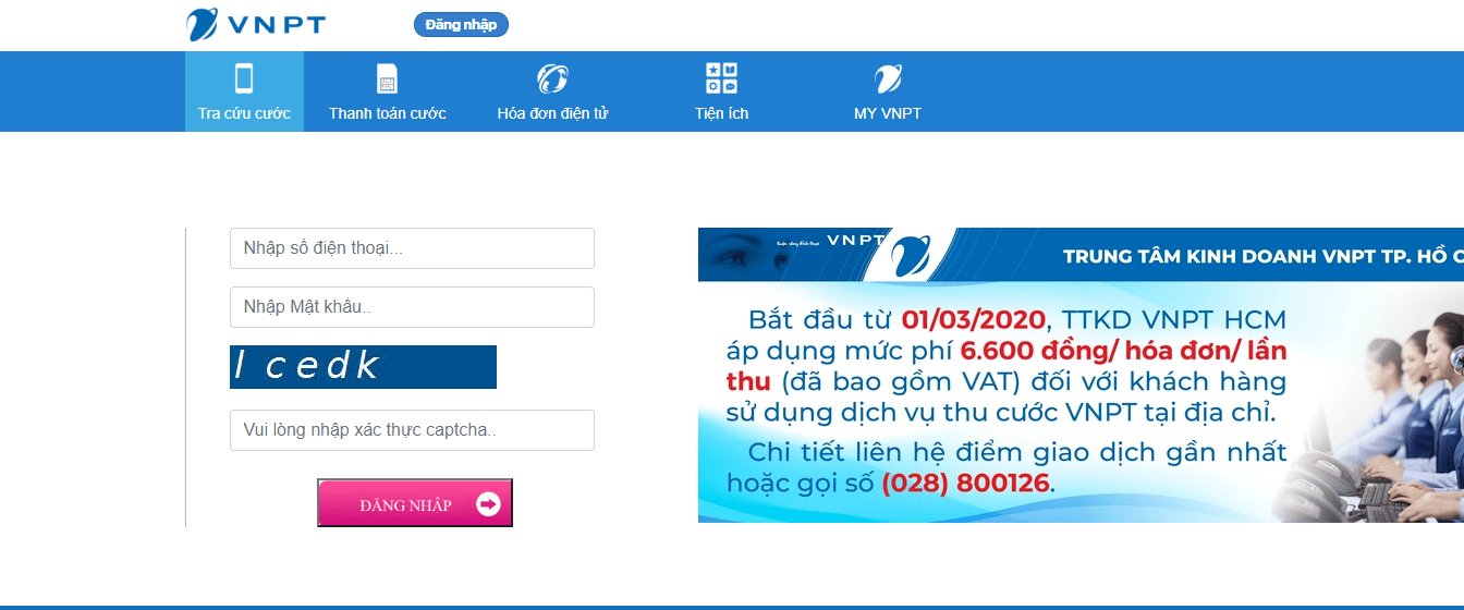 ??ng nh?p h? th?ng ebill Vnpt Tp H? Chí Minh