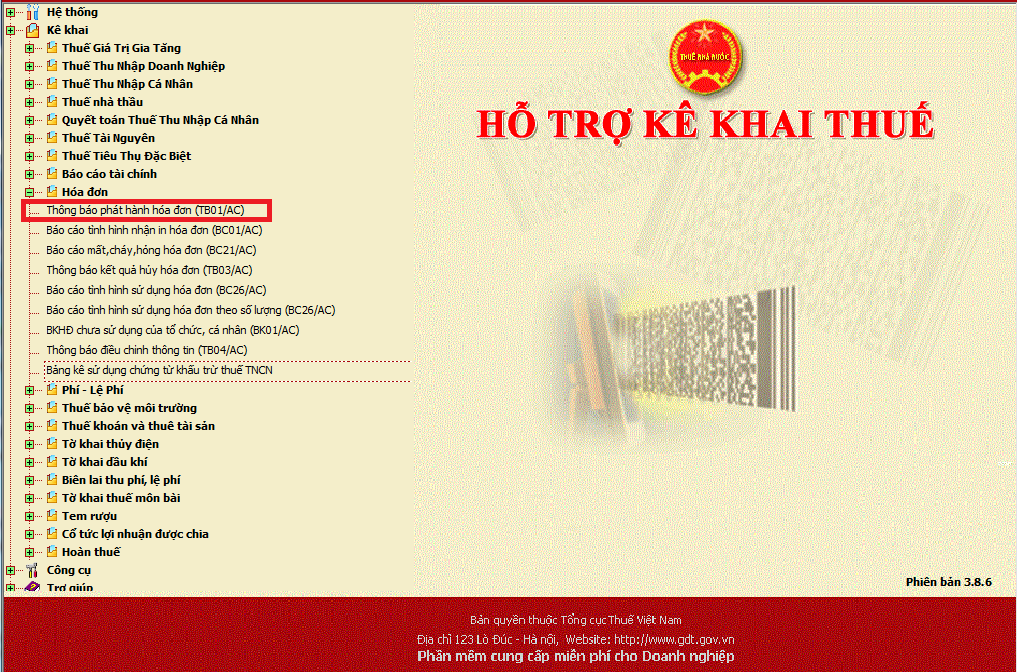 Thông báo phát hành hóa đơn (TB01/AC)