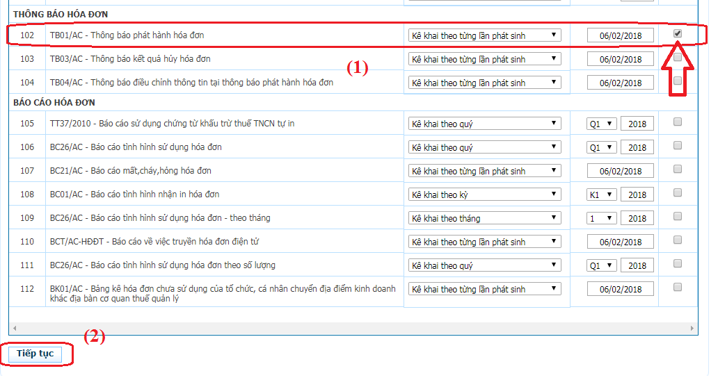 Đăng ký nộp Thông báo phát hành hóa đơn điện tử qua mạng fife “XML”