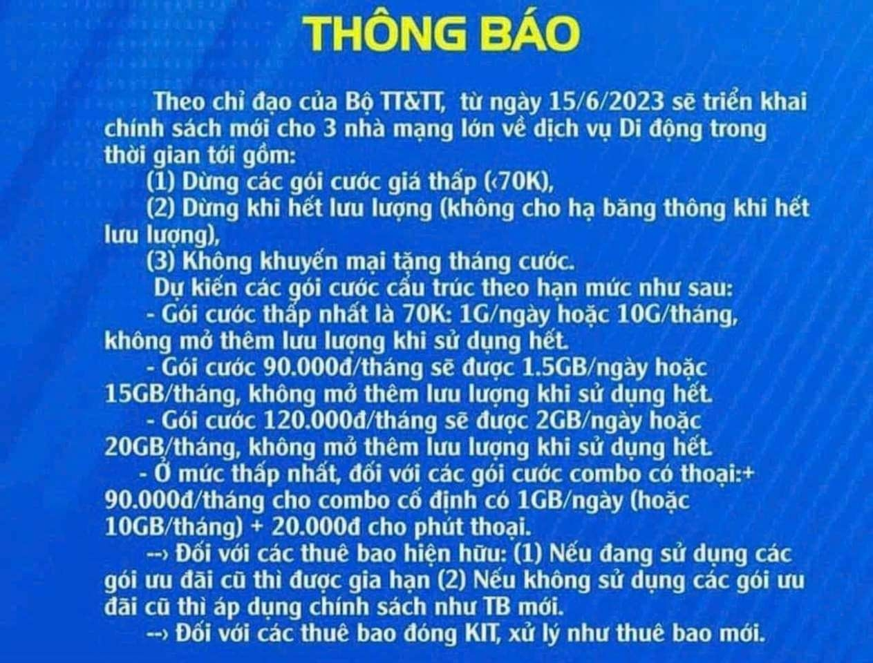 VinaPhone ngừng một số gói data 4G từ 15/6/2023