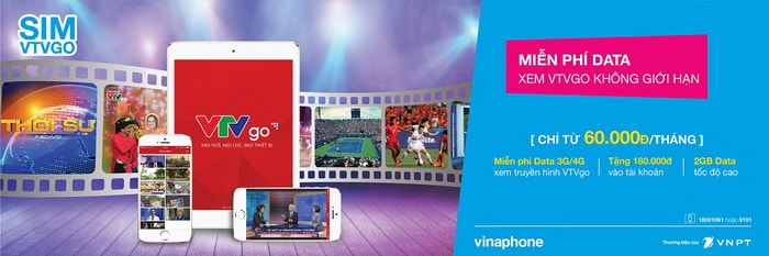  Miễn phí data 3G/4G Vinaphone–xem VTV Go Không giới hạn